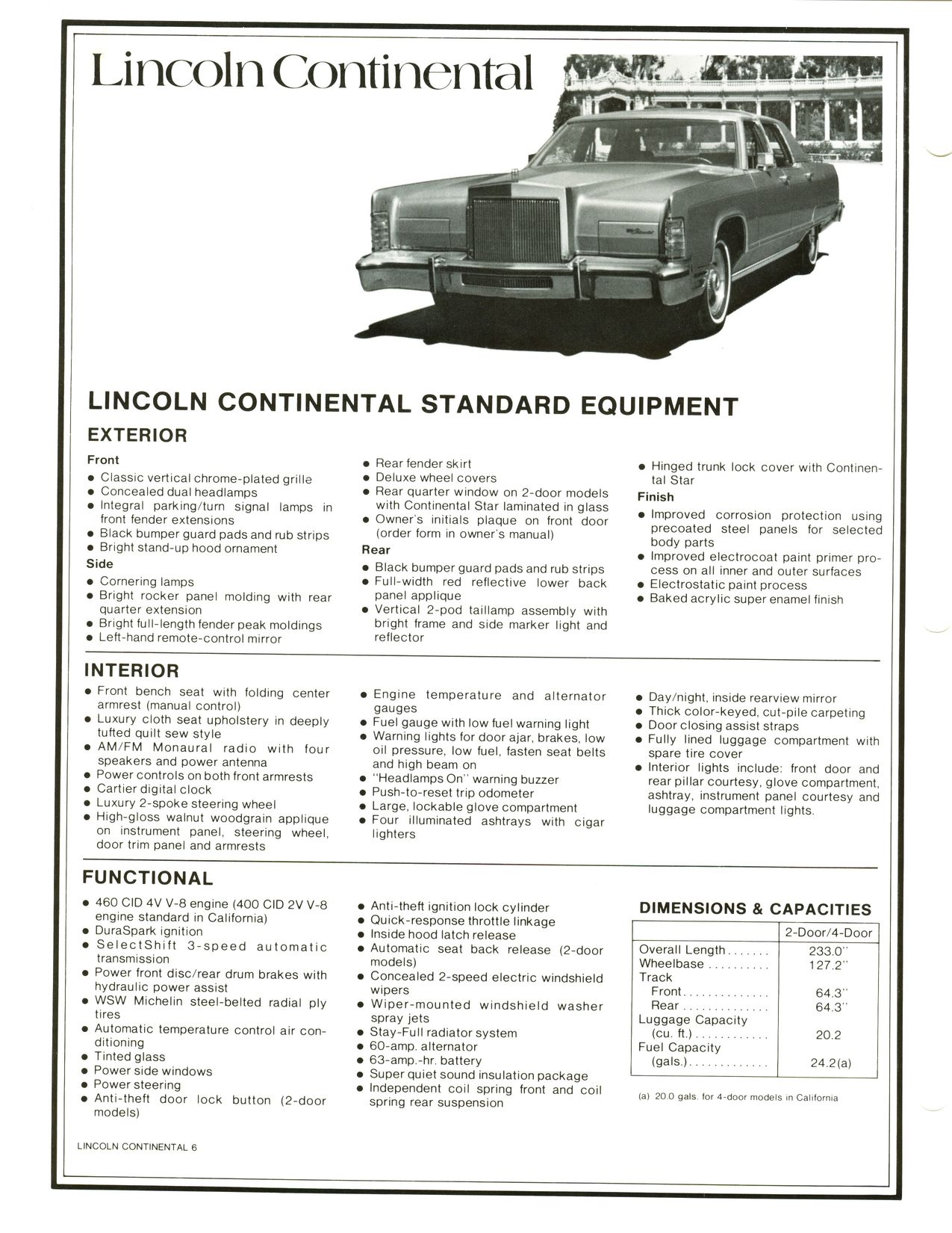 1977 Lincoln Continental Mark V Product Facts Book Page 31